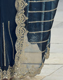 Navy Blue Net Sequence Embroidery Saree