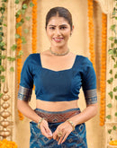 Teal Blue Silk Woven Patola Saree