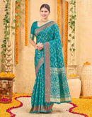Teal Green Silk Woven Patola Saree