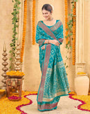 Teal Green Silk Woven Patola Saree