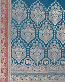 Teal Blue Silk Woven Banarasi Saree