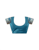 Teal Blue Silk Woven Banarasi Saree