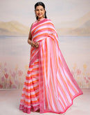 Ready To Wear White Linen Printed Saree