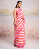 Ready To Wear White Linen Printed Saree