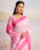 Ready To Wear White Linen Printed Saree