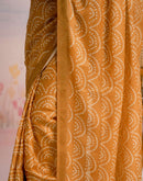 Ready To Wear Light Mustard Linen Printed Saree
