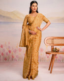 Ready To Wear Light Mustard Linen Printed Saree