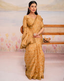Ready To Wear Light Mustard Linen Printed Saree