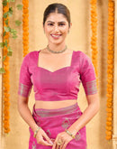Pink Silk Woven Banarasi Saree