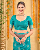 Teal Green Silk Woven Banarasi Saree