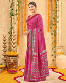 Pink Silk Woven Banarasi Saree