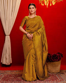 Mustard Yellow Silk Woven Banarasi Saree