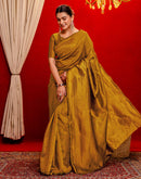 Mustard Yellow Silk Woven Banarasi Saree