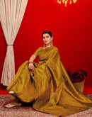 Mustard Yellow Silk Woven Banarasi Saree