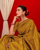 Mustard Yellow Silk Woven Banarasi Saree