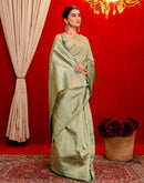 Mint Green Silk Woven Banarasi Saree