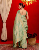 Mint Green Silk Woven Banarasi Saree