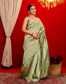 Mint Green Silk Woven Banarasi Saree