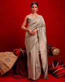 Grey Silk Woven Banarasi Saree