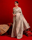 Grey Silk Woven Banarasi Saree