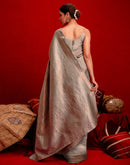 Grey Silk Woven Banarasi Saree