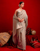 Grey Silk Woven Banarasi Saree