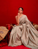 Grey Silk Woven Banarasi Saree