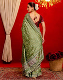 Light Mehandi Green Silk Bandhani Printed Saree