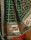 Dark Green Silk Bandhani Printed Saree