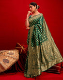 Dark Green Silk Woven Banarasi Saree