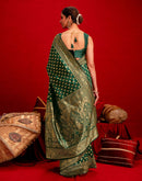 Dark Green Silk Woven Banarasi Saree