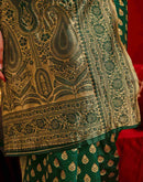 Dark Green Silk Woven Banarasi Saree