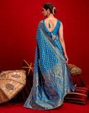 Sky Blue Silk Woven Banarasi Saree