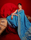 Sky Blue Silk Woven Banarasi Saree