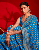 Sky Blue Silk Woven Banarasi Saree