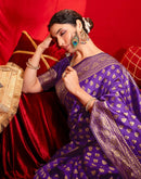 Violet Silk Woven Banarasi Saree