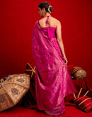 Dark Pink Silk Woven Banarasi Saree