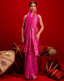Dark Pink Silk Woven Banarasi Saree