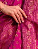 Dark Pink Silk Woven Banarasi Saree