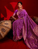 Purple Silk Woven Banarasi Saree
