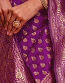 Purple Silk Woven Banarasi Saree