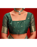 Light Blue Chanderi Cotton Woven Banarasi Saree
