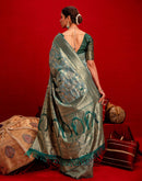 Light Blue Chanderi Cotton Woven Banarasi Saree