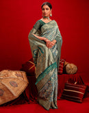 Light Blue Chanderi Cotton Woven Banarasi Saree