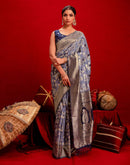 Light Purple Chanderi Cotton Woven Banarasi Saree