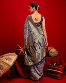 Light Purple Chanderi Cotton Woven Banarasi Saree