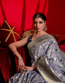 Light Purple Chanderi Cotton Woven Banarasi Saree