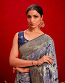 Light Purple Chanderi Cotton Woven Banarasi Saree