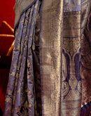 Light Purple Chanderi Cotton Woven Banarasi Saree