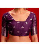 Magenta Chanderi Cotton Woven Banarasi Saree